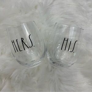 Rae Dunn His & Hers Stemless Wine Glasses